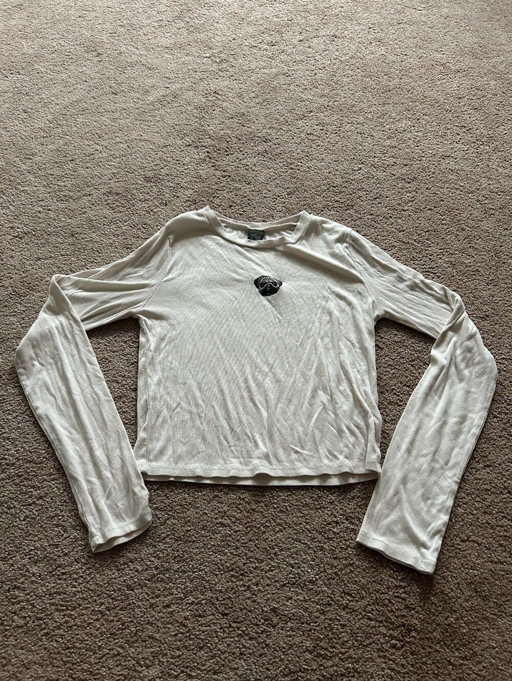 Wild Fable long sleeved cropped t shirt with pug on front.